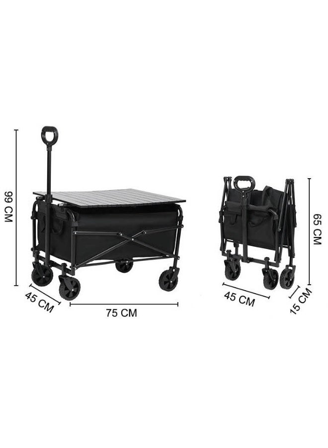 Inabyte 5-Inch Heavy-Duty Folding  Hand Truck, 220LBS Load Capacity, Multi-Use for Outdoor Camping Gardening Shopping (Black) - Image 2